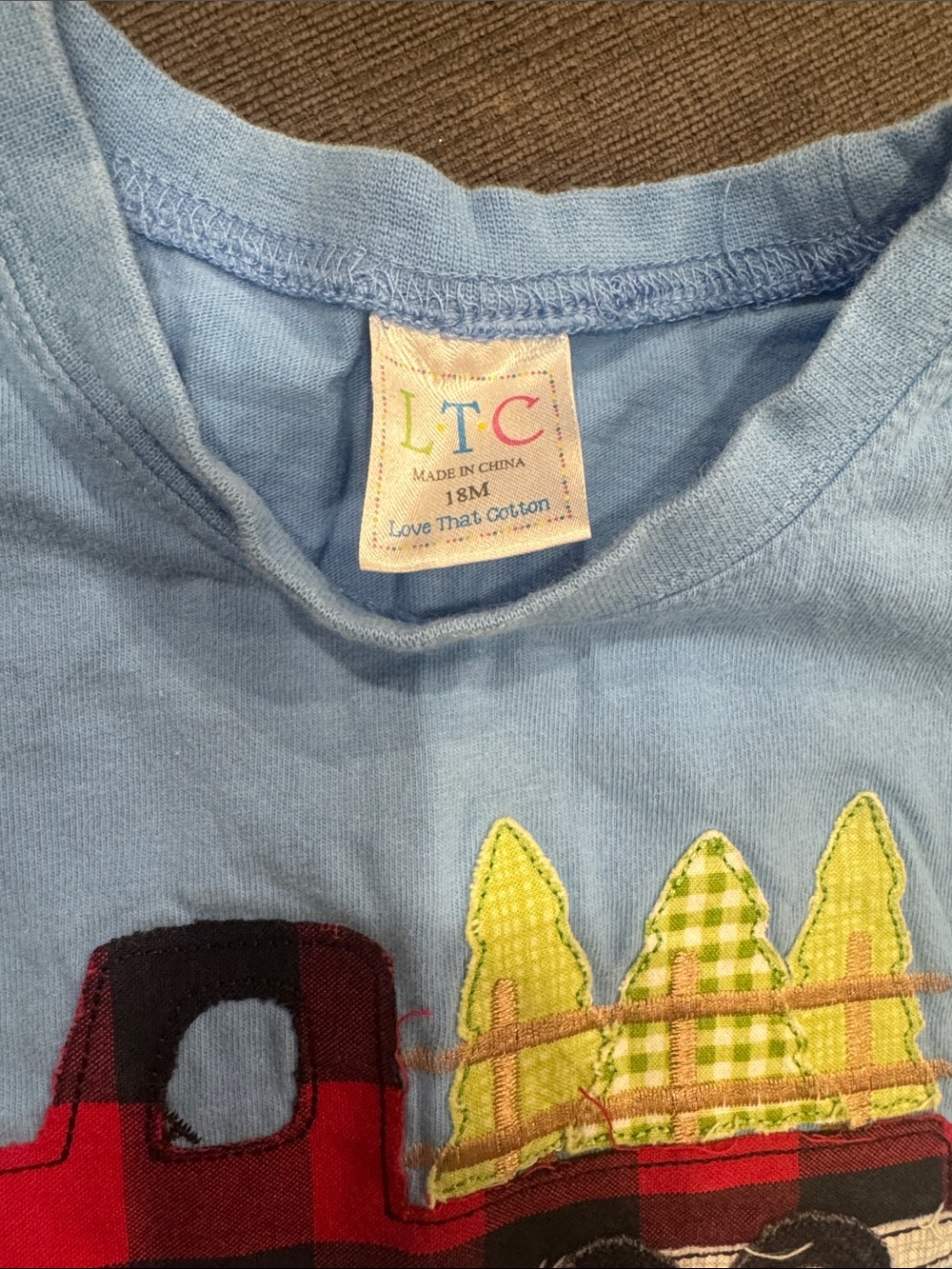 Light Blue Kids Truck Appliqué Shirt - Charlie - Picture 2 of 2